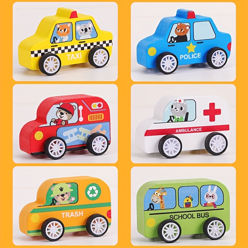 Mini brinquedos de carros de táxi de madeira para carros de