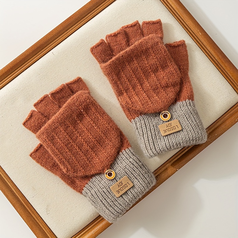 Meromibe Winter Warm Knitted Half Finger Gloves For Women
