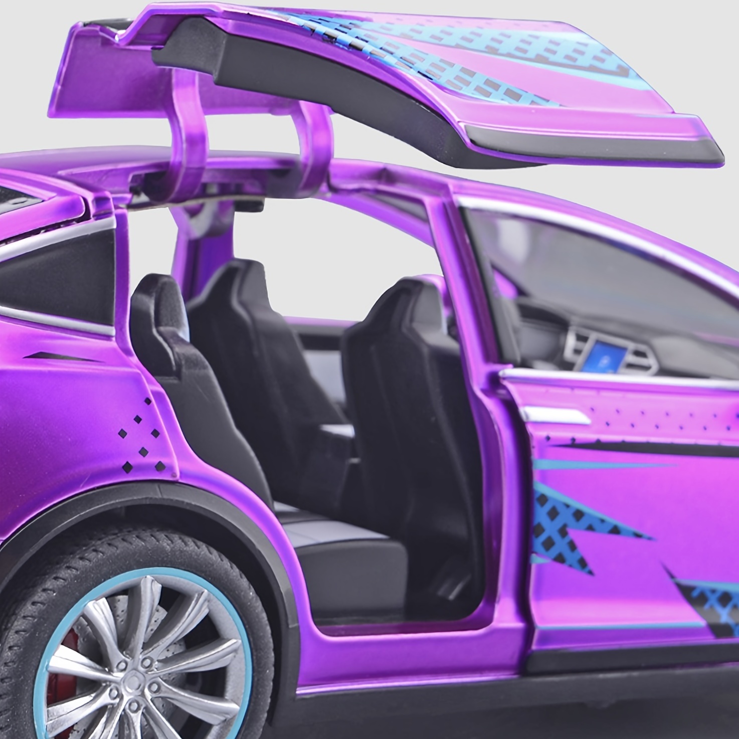 Véhicule Tesla modèle X90 tire en arrière le jouet de voiture (bleu)