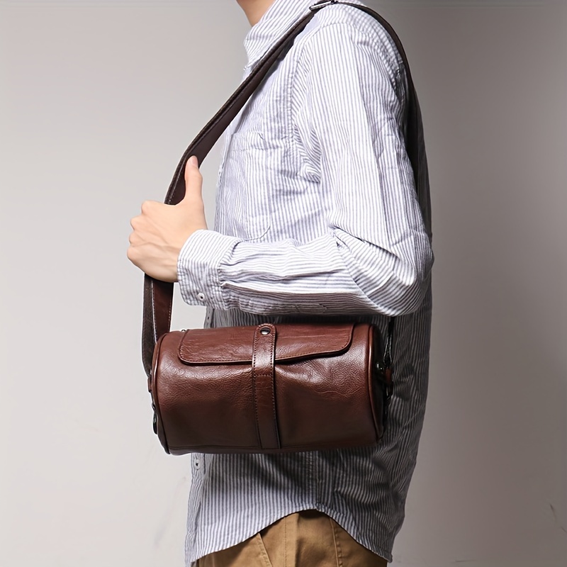 Bolso Bandolera Cuero Genuino Hombre Bolso Pequeño Ligero - Temu