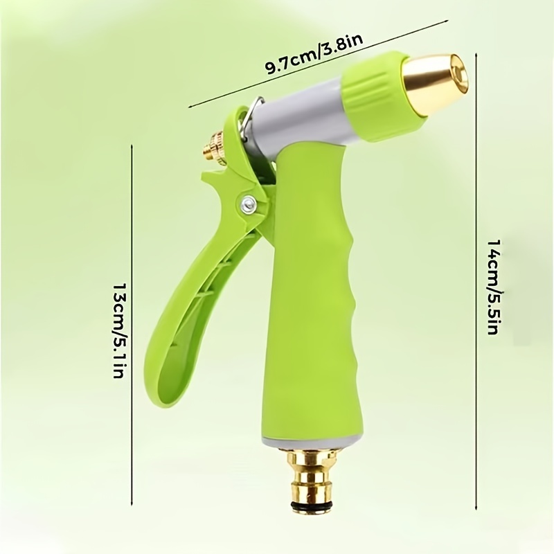 Un pistolet de lavage de voiture vert, tête de pistolet réglable en rotation, avec un clip économique, utilisable dans de multiples scènes, nettoyage pratique, arrosage, brossage, arrosage de jardin, arrosage de fleurs et autres scènes, fournitures essentielles de nettoyage détails 0