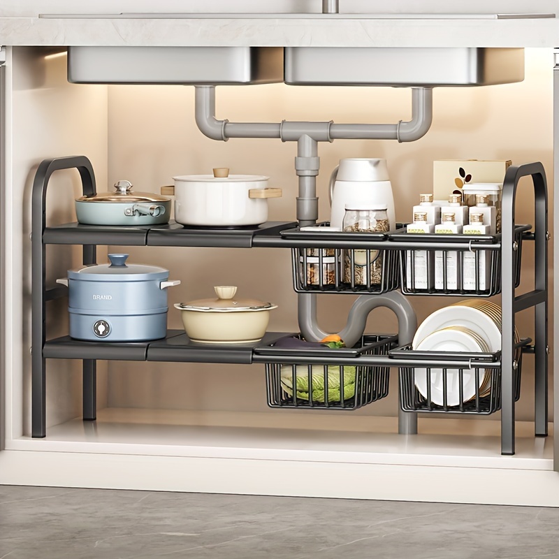 Estante para fregadero de cocina debajo del fregadero, almacenamiento  debajo del fregadero, estante de almacenamiento de gabinete de cocina