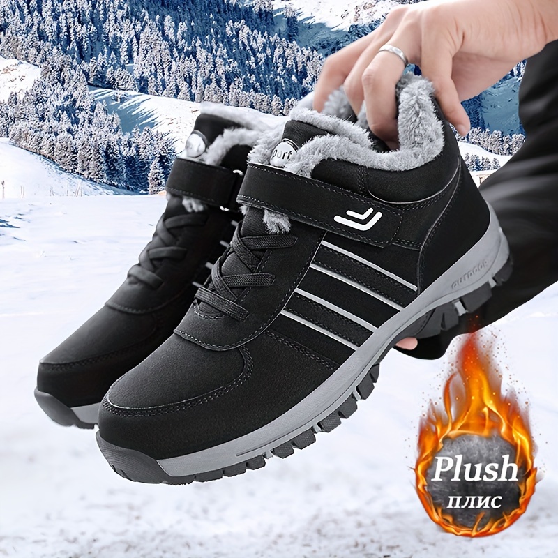 Comprar Zapatillas de deporte forradas de piel de invierno para hombre, zapatos  antideslizantes de piel sintética para exteriores, nuevos zapatos casuales  cómodos con forro polar cálido