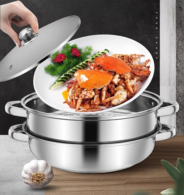 Stainless Steel Cooking Utensils, 3 Layers Steamer Set, Stainless Steel  Multifunctional Extra Thick Cookware, Cooking Utensils, Kitchen Utensils,  Kitchen Accessories Kitchen Supplies Small Kitchen Utensils - Temu