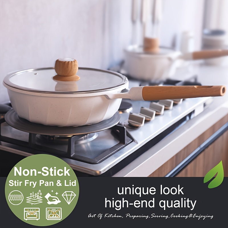 Nonstick Saute Pan With Lid, Non Toxic Ptfe & Pfoa Free, Oven Safe,  Compatible Induction Skillet, Stir Fry Pan With Detachable Handle, - Temu