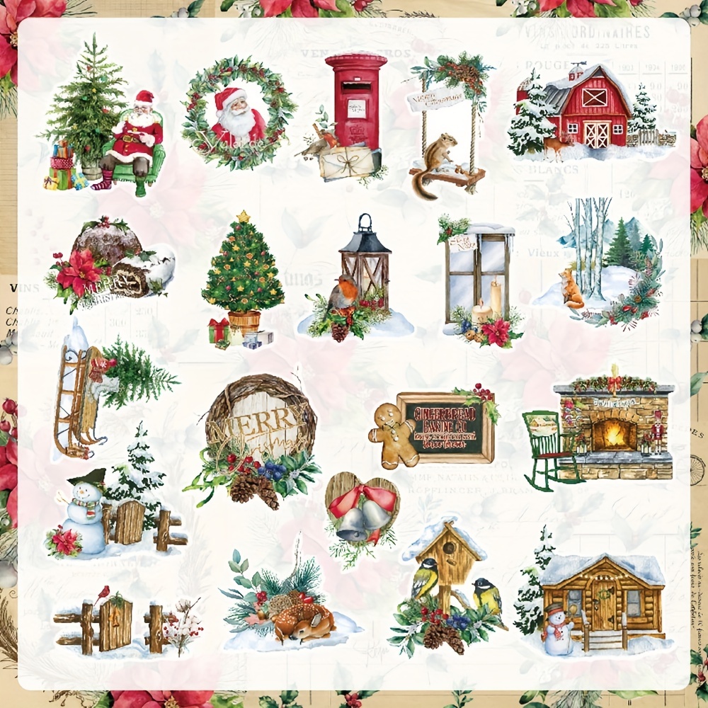 Vintage Christmas Scrapbook Stickers Graphic by art.rm · Creative