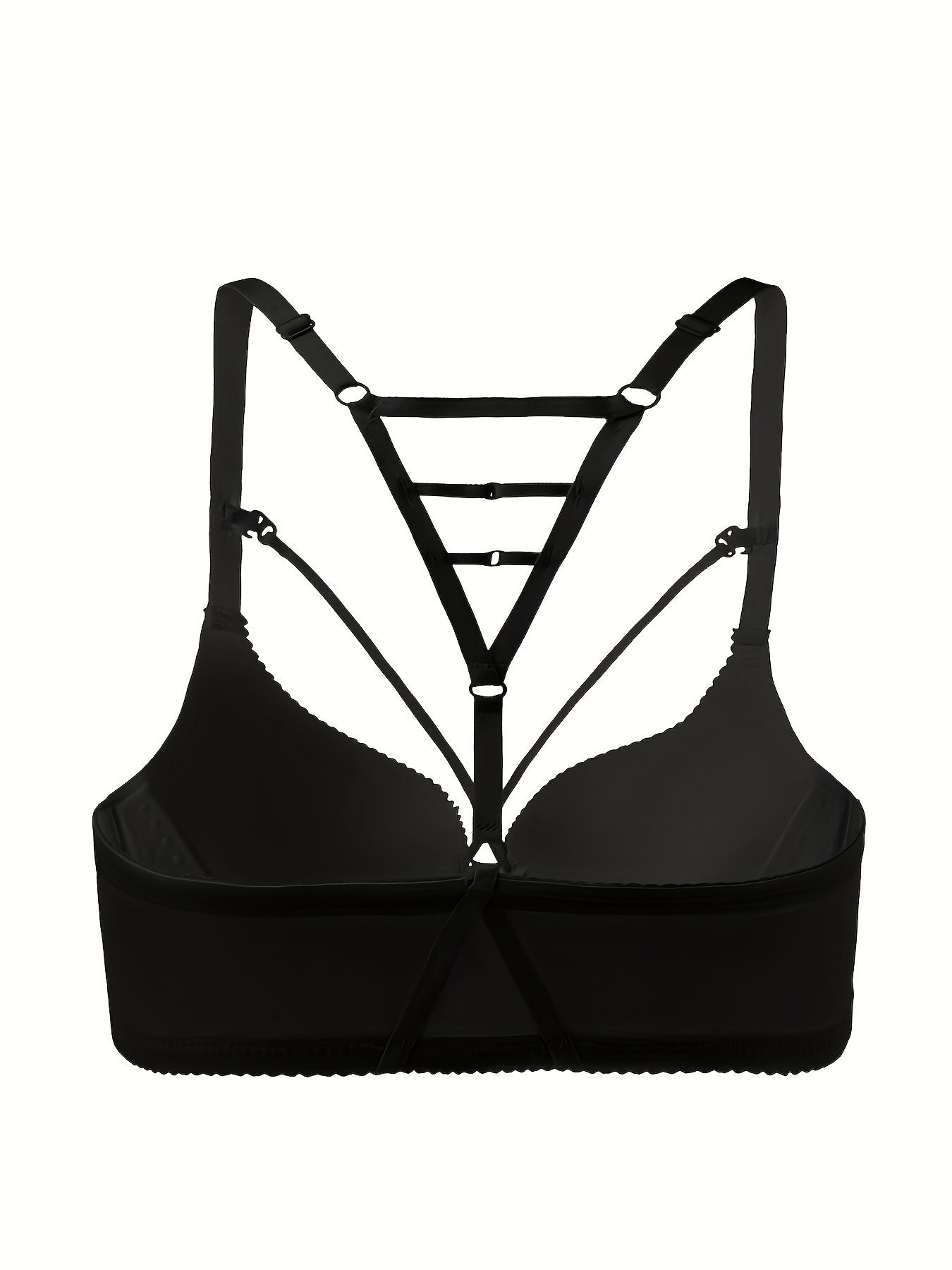 No Show Push-up Low Back Solid Crisscross Cut Out Front Bra & Underwea