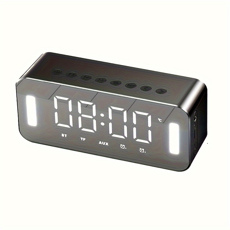 Reloj Despertador Con Espejo LED Radio FM De Bluetooth Música Inalámbrico  Alarma