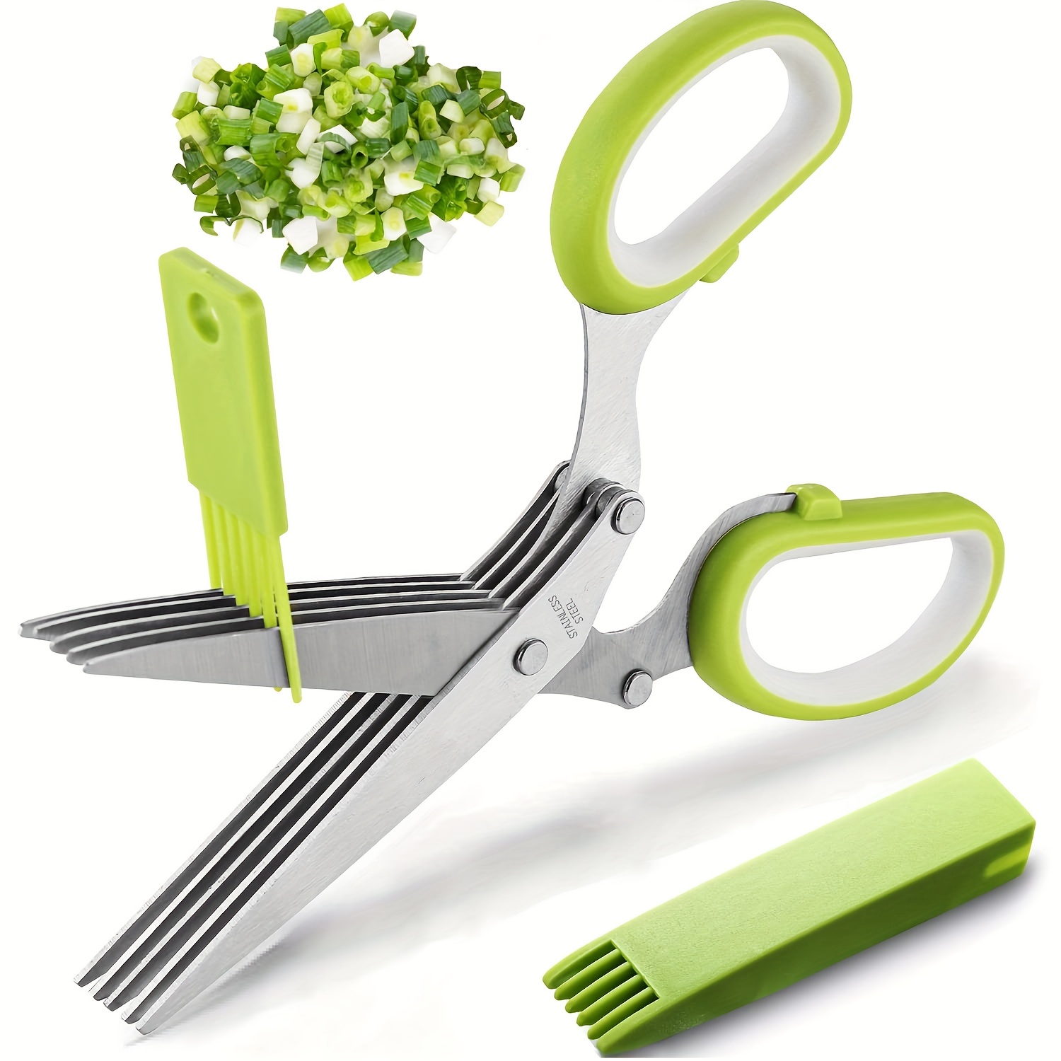 Herb Scissors Stainless Steel, Kitchen Scissors Multi-purpose Scissors With  5 Blades, For Cutting Herbs, With Lid And Cleaning Comb