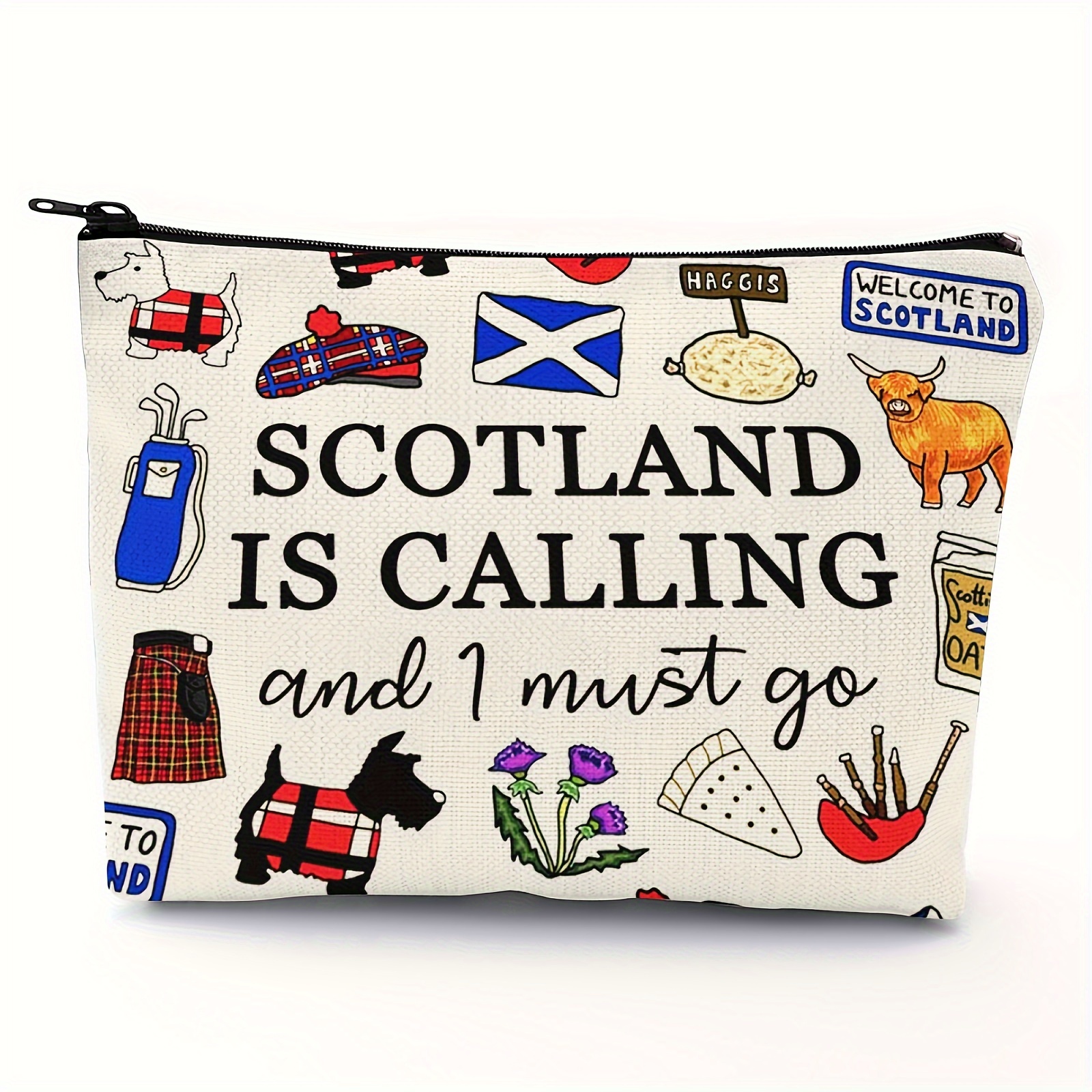 

Scotland Makeup Bag Gift Edinburgh Gift Scotland Is Calling And I Must Go Zipper Bag Gift For Scottish (scotland)