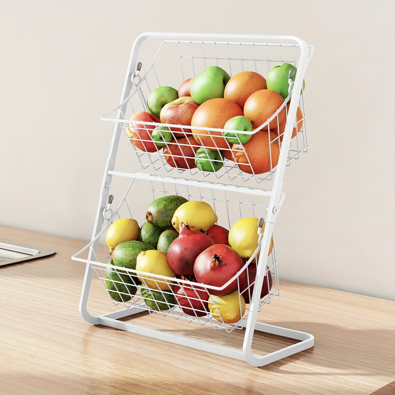 2 Layer Metal Storage Rack Durable Storage Tray For Fruits - Temu