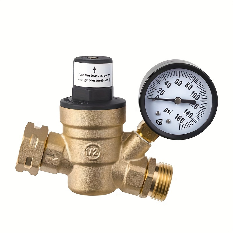 Drado Pressure Reducer DN15 1/2 Inch Brass Water Pressure Regulator  Pressure Reducer With Pressure Gauge