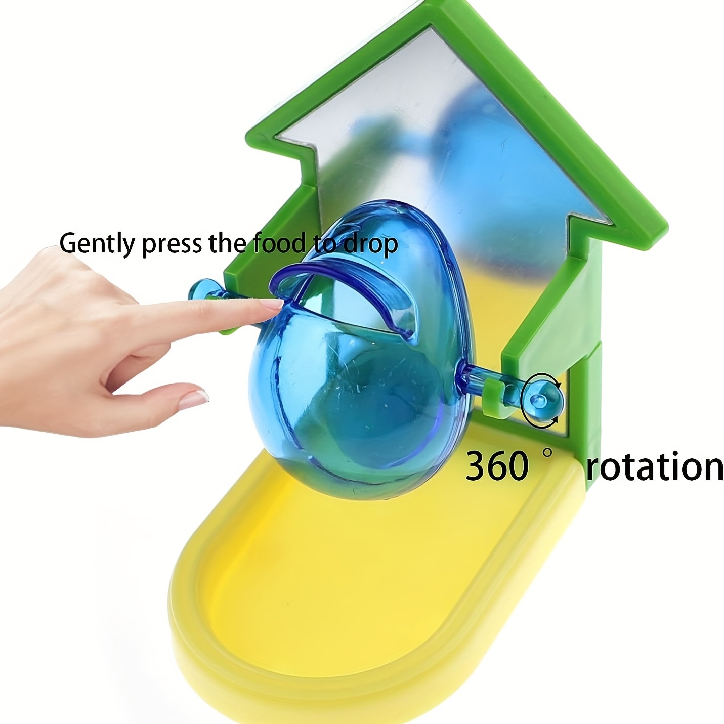 Automatic Bird Food Feeder Mirror Toy for Parrots