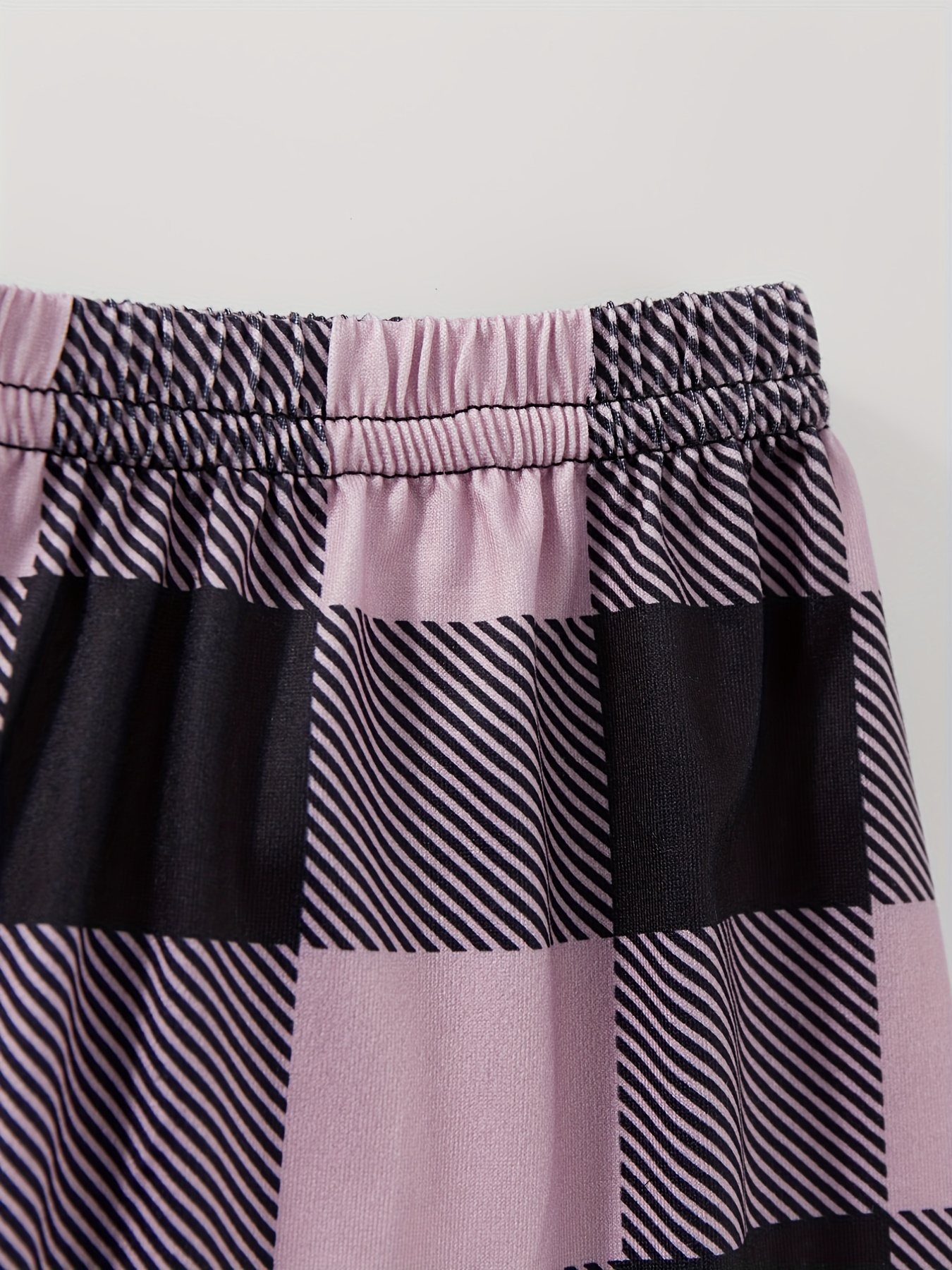 Plaid Lounge Pants Elastic Waist Bow Pants Womens Loungewear