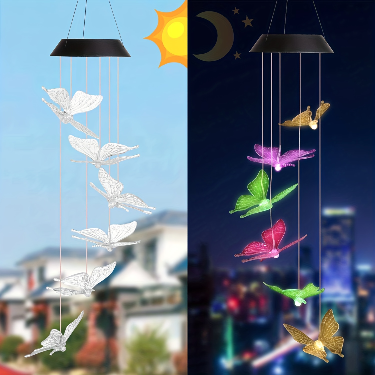 Solar Butterfly Wind Chime Light Colorful Light Color Led Temu