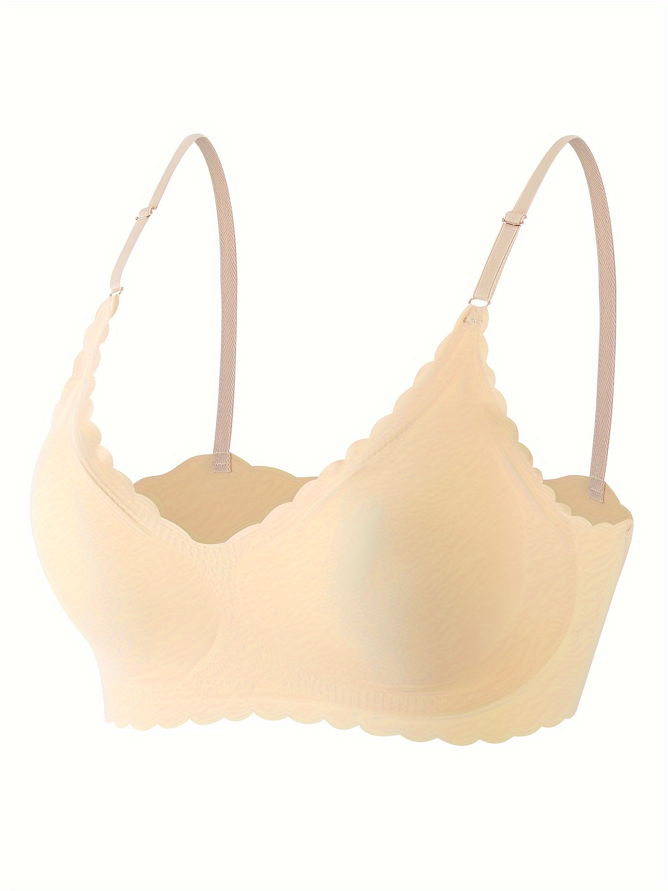 Women's Bras no Underwire Smooth Comfort Wireless Bra Seamless  Full-Coverage T-Shirt Bra Scalloped Bras for Women Wireless Bralettes for  Women Support Apricot at  Women's Clothing store
