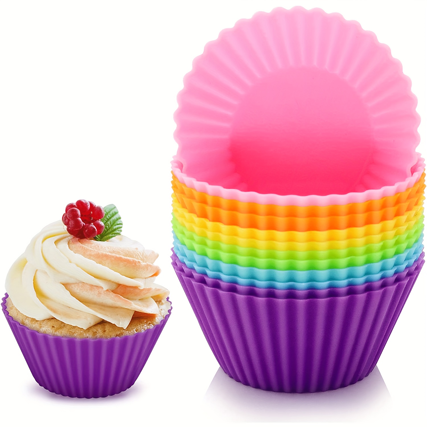 Silicone Cupcake Muffin Baking Cups Liners Reusable Non-Stick Cake Molds  Sets 20pcs 