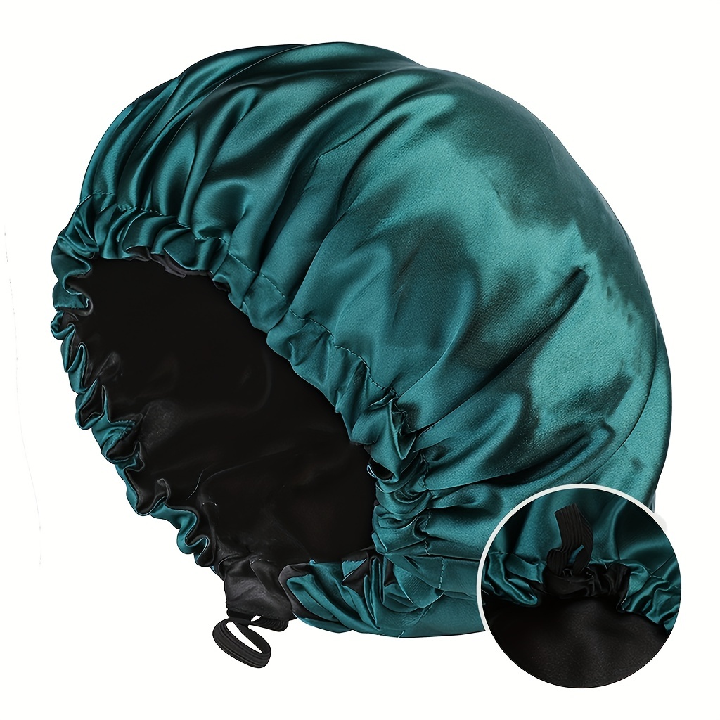 Frogued Satin Bonnet Double Layer Printed Pattern Reversible Night Sleeping  Bonnet Cap for Home Use