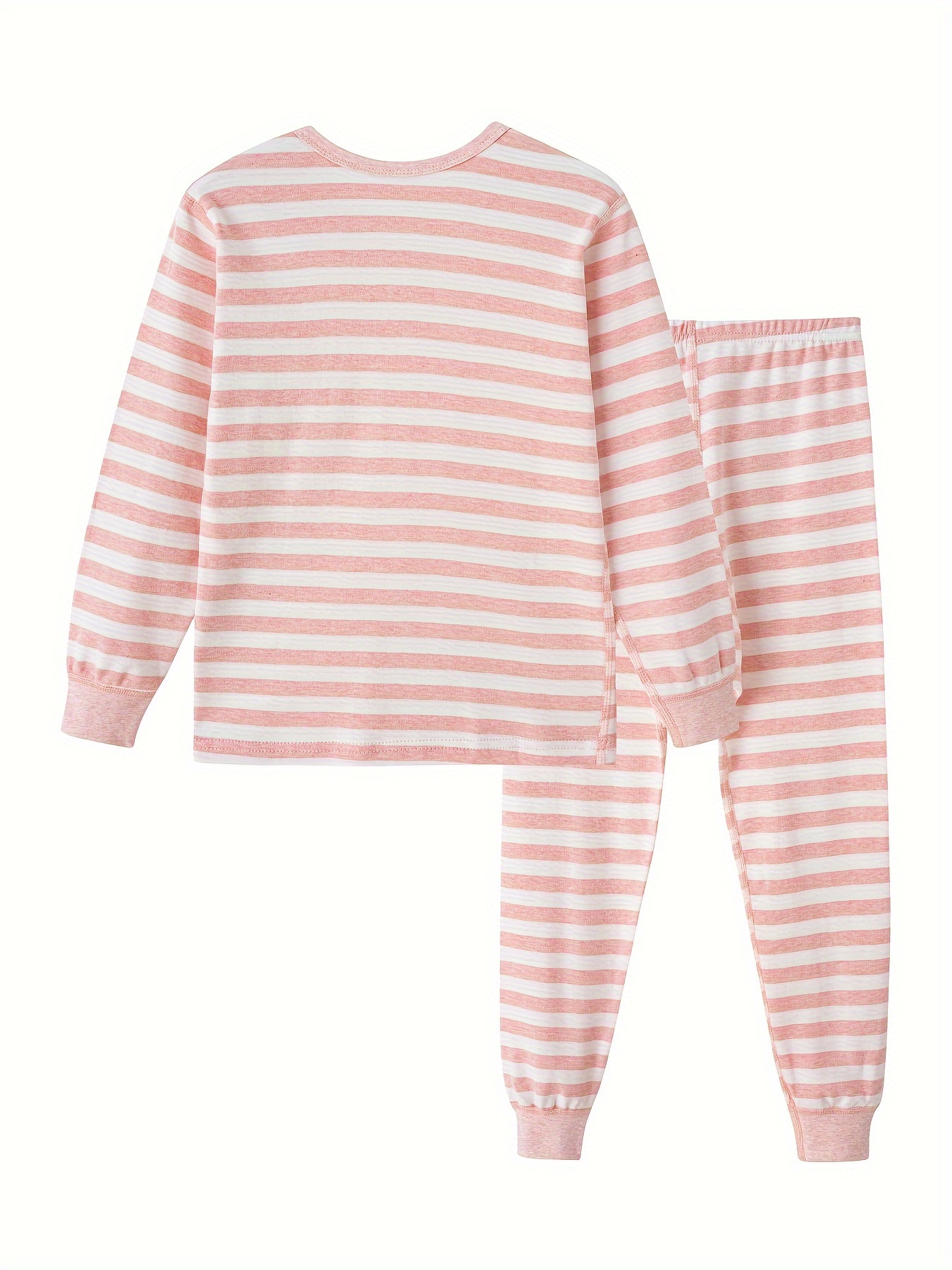 Girls Soft & Cozy Thermal 2-Piece Long Johns | White w- Light Pink Stitch