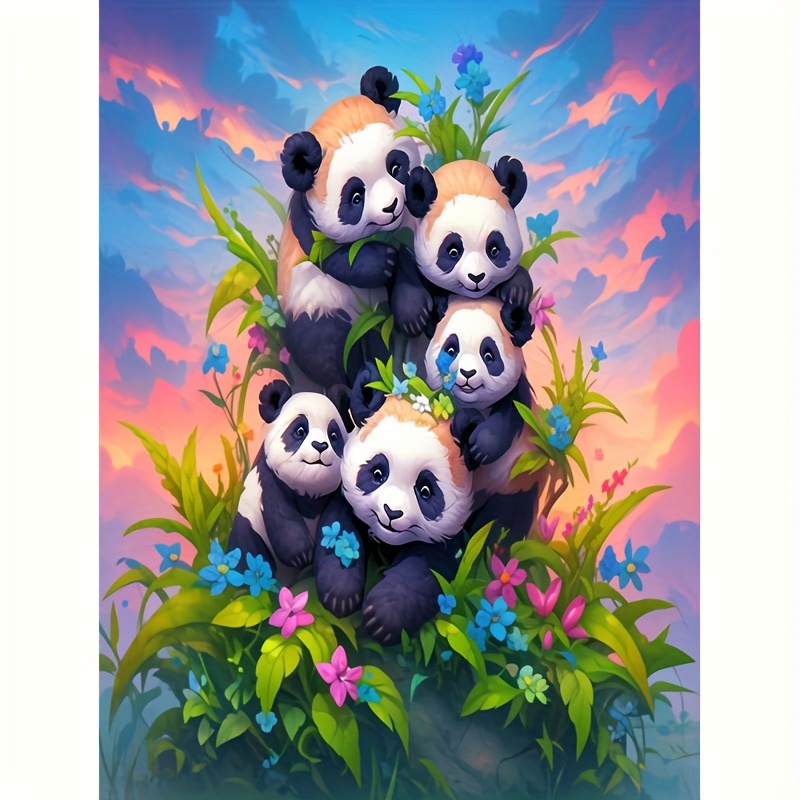 5D Diamant Peinture Kit Peinture Panda Famille Adultes Et Enfants