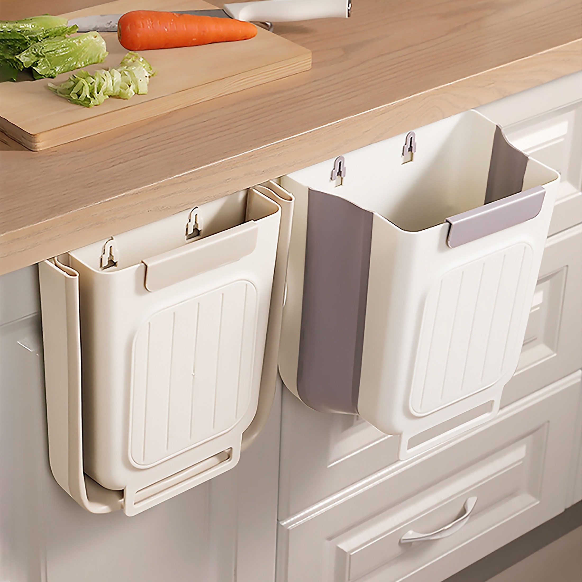 1pc Mini Folding Trash Can For Kitchen Cabinet Door Door Mounted