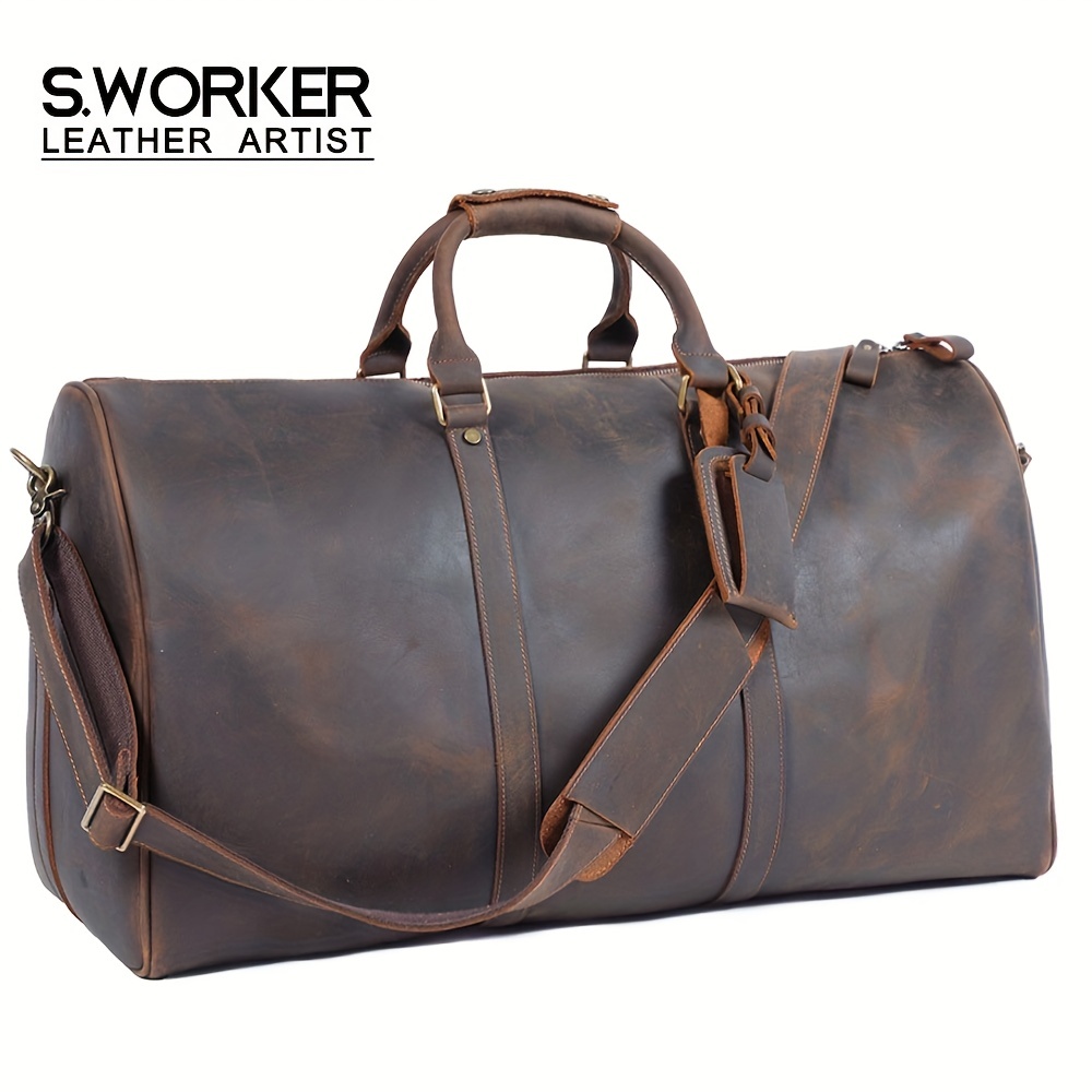 Retro Large Capacity Handbag, Classic Style Crossbody Bag, Pu Leather  Travel Duffle Bag - Temu