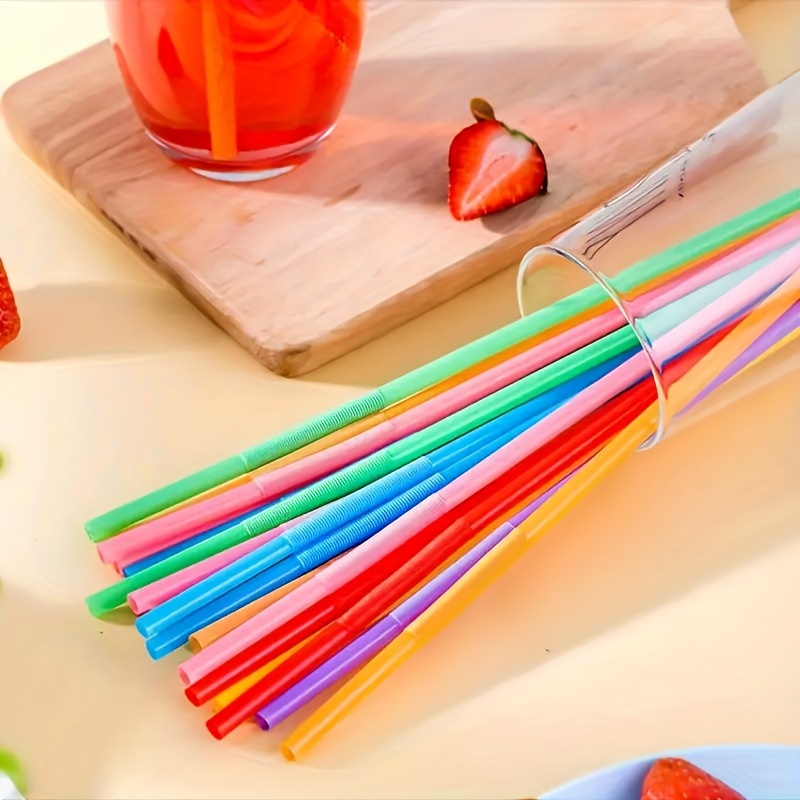 Disposable Colorful Drinking Straws, 100PCS 7 Colors Flexible Straws,13inch  Extra Long Straws Party Decorations
