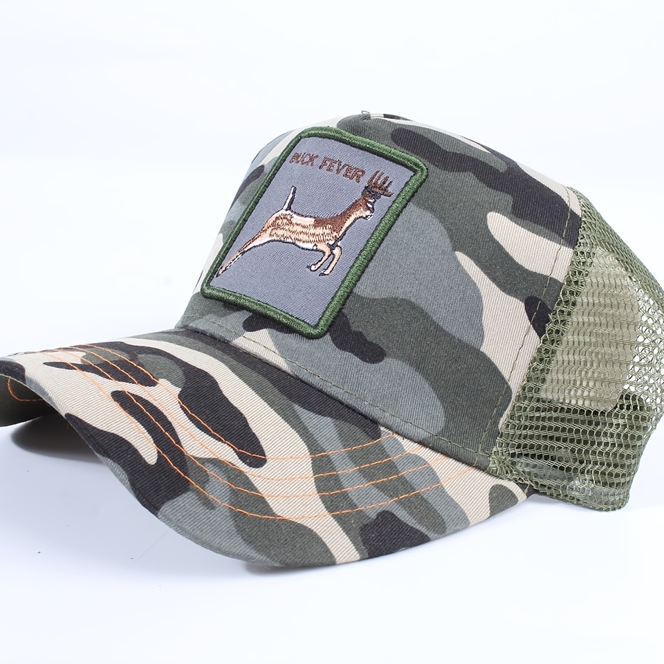 Vintage Camouflage Buck Fever Snapback Hat Embroidered Deer