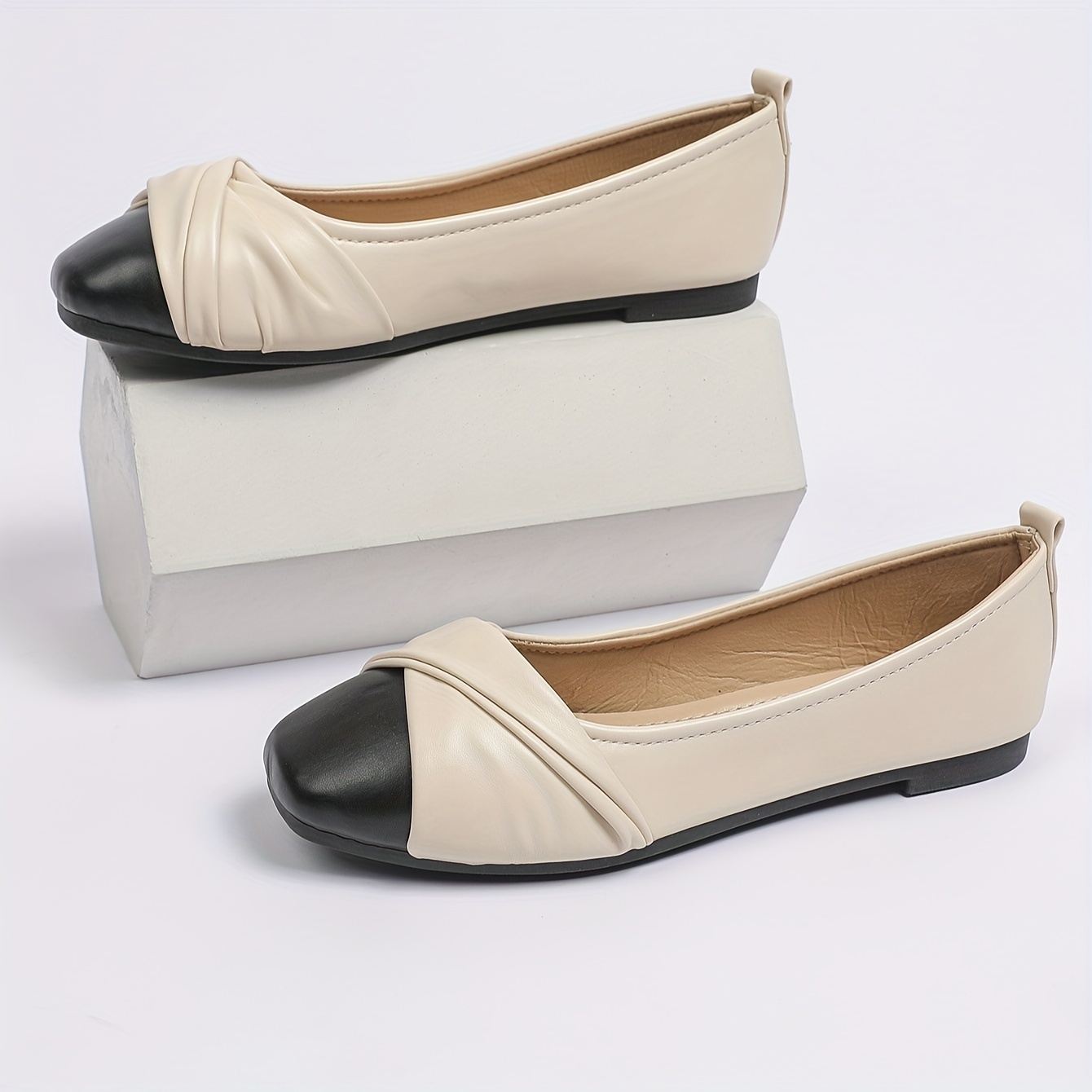 Women s Two Tone Flat Shoes Lightweight Soft Sole Slip Shoes Temu