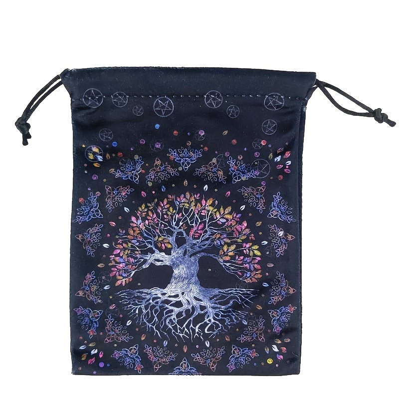 Double Sided Printed Flannel Tarot Oracle Storage Bag Gift Drawstring Bag