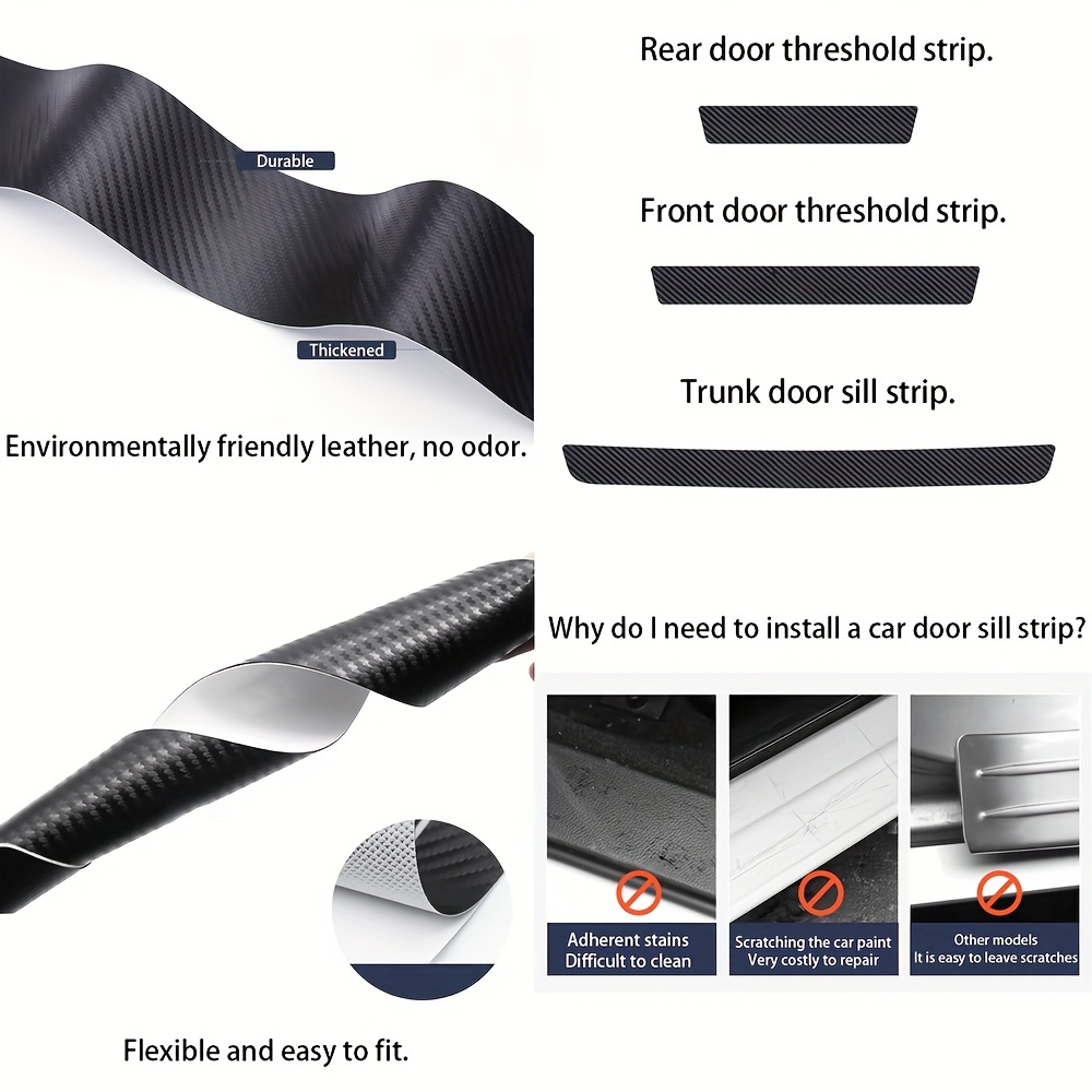 9 Stücke Auto Schwelle Streifen Carbon Faser Matte Anti-slip Streifen  Anti-scratch Und Tragen-beständig Universal Modifizierte Auto Körper  Dekoration
