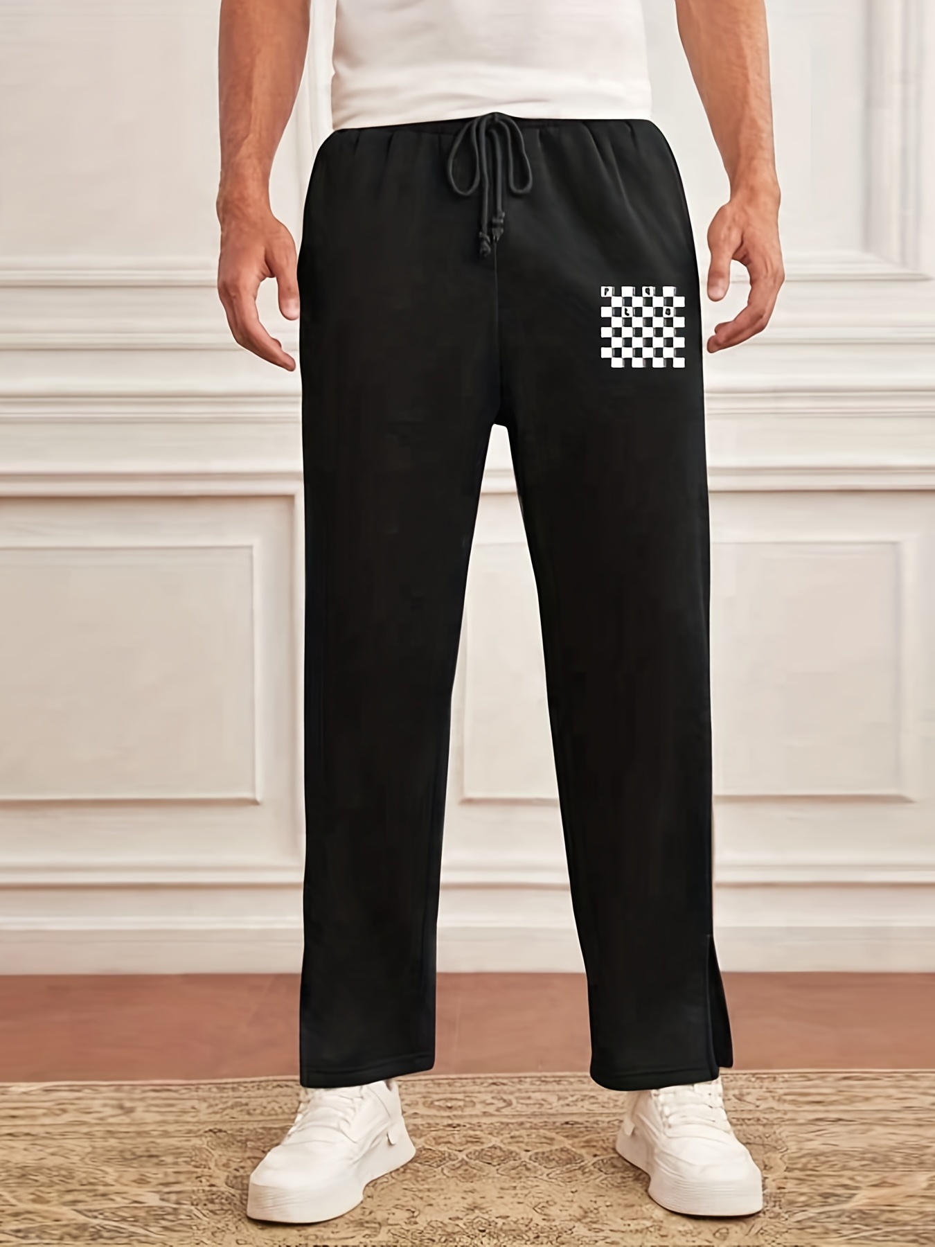 Men's Plaid Straight Jogging Pants