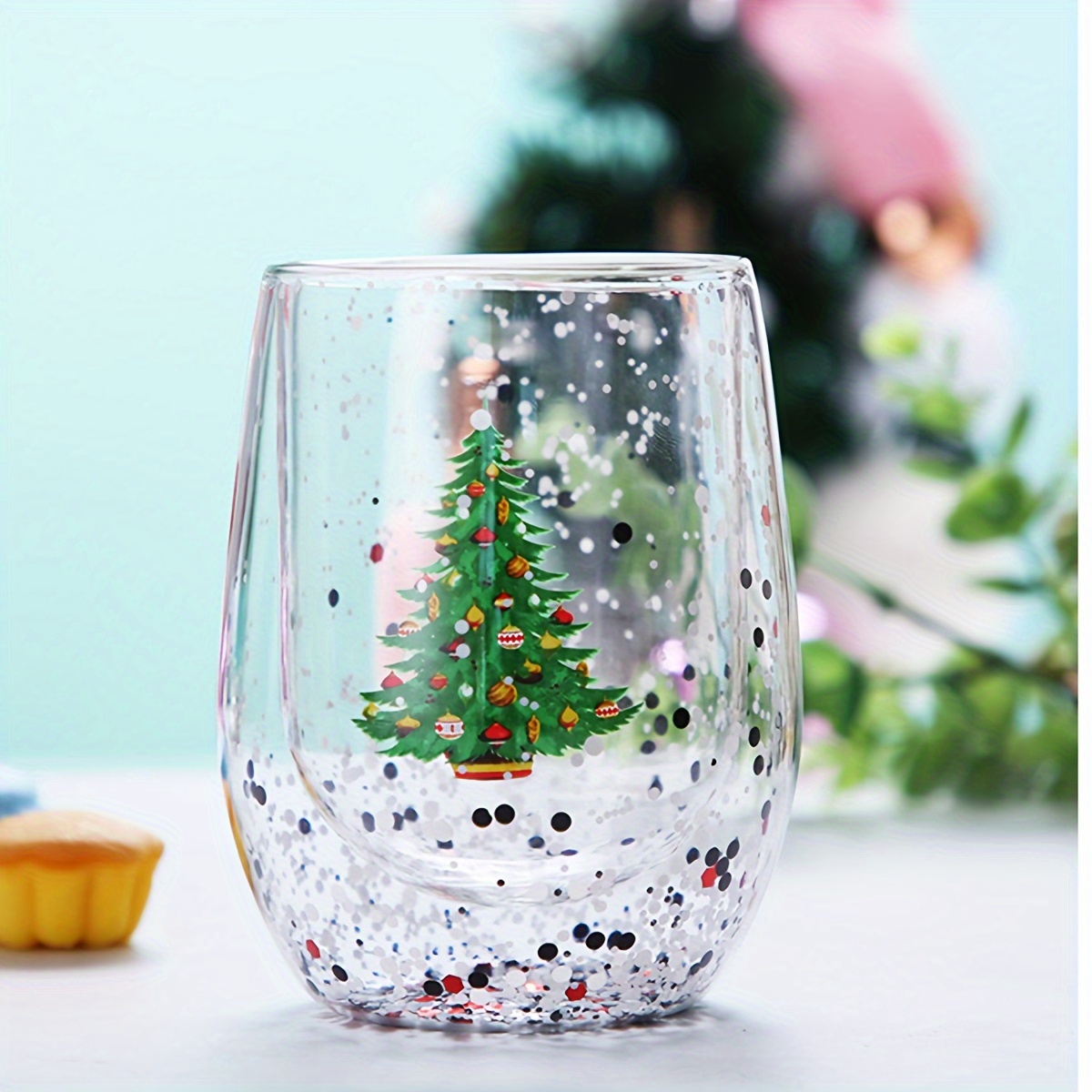 Christmas Tree Insulated Glass Coffee Mug