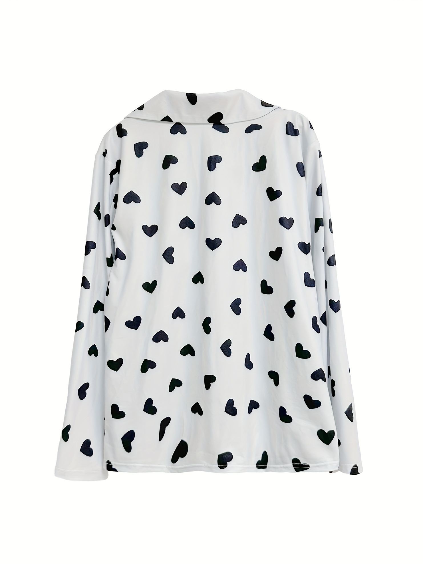 Heart Print Long Sleeve Lounge Two Piece Set