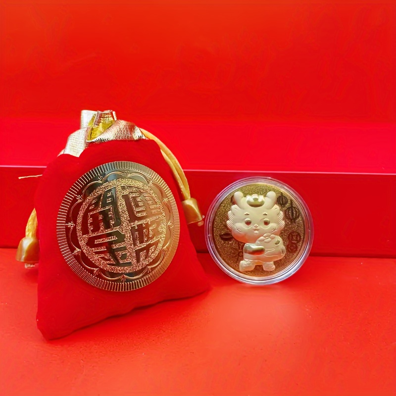 1pc 2024 Nouvel An du Dragon Pièces commémoratives Médailles du zodiaque  chinois Pièces