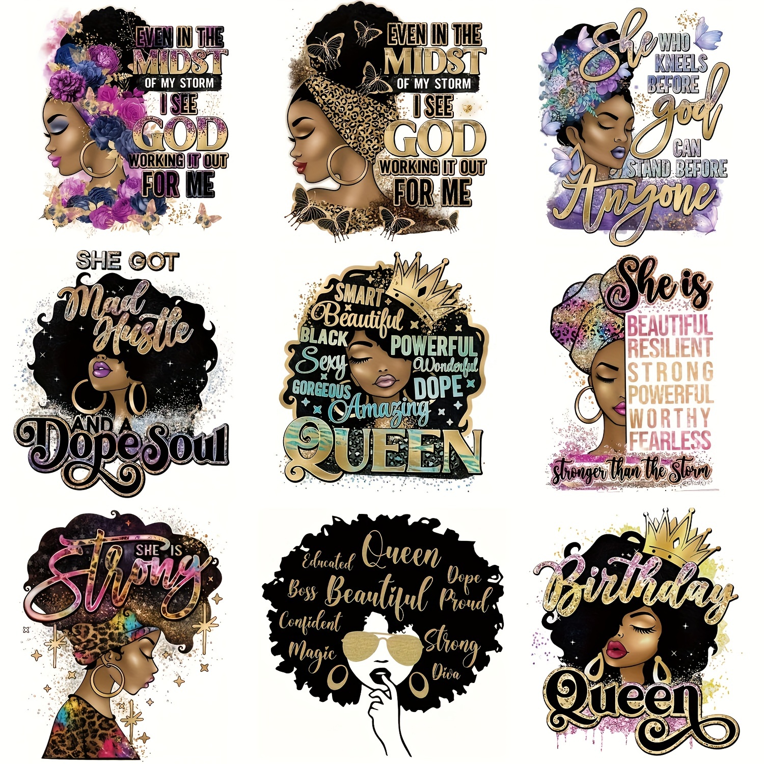 1pc African Black Lady Heat Transfer Designs For Family Iron On Transfer  Vinyl Stickers Washable Heat Press Decals For T-shirts Hoodies Vests Hats  Bac