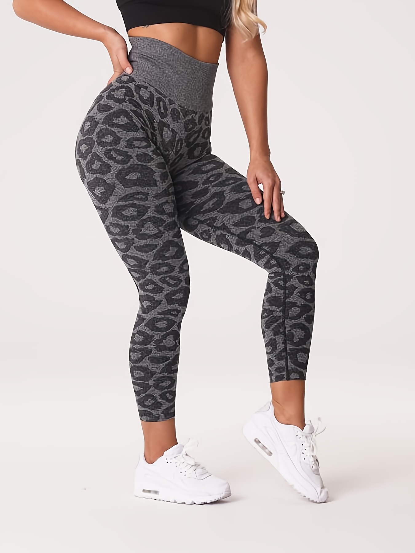 Women's Leopard Print Yoga Leggings Stretchy Slimming - Temu