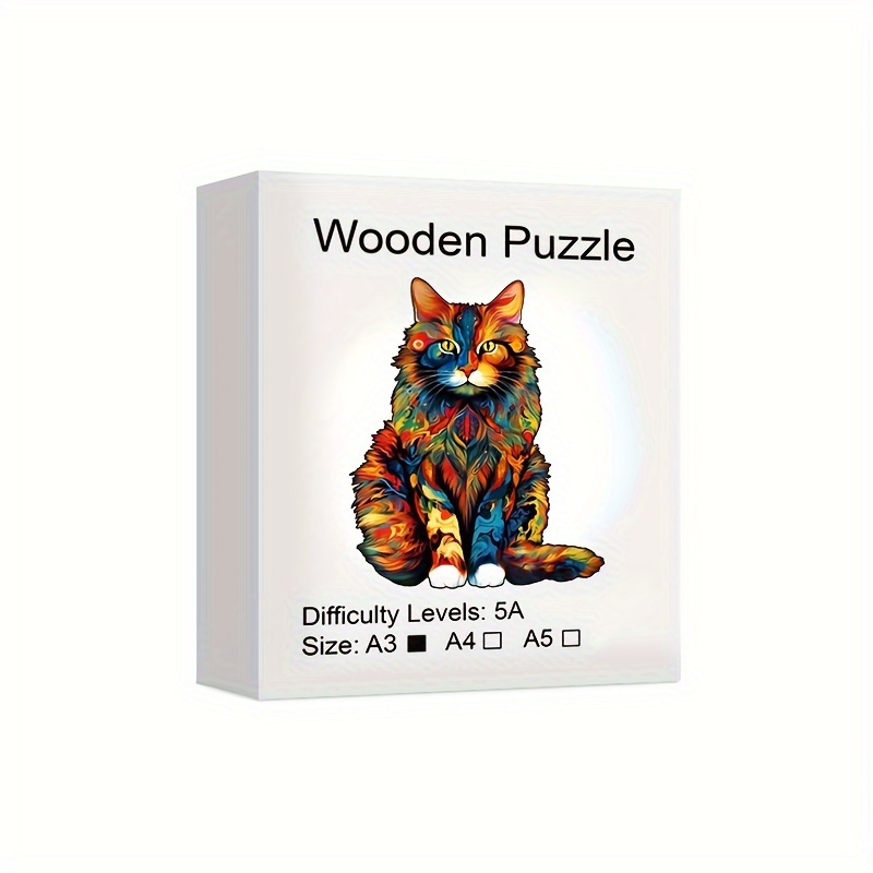 Wooden cat family puzzle