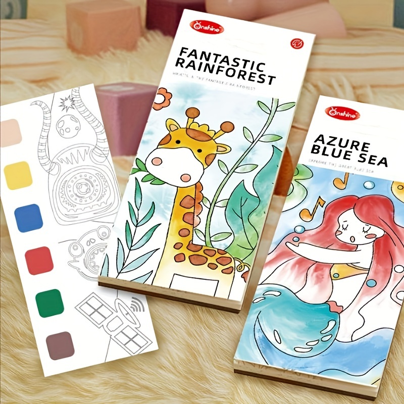 Children Pocket Portable Watercolor Coloring Book With Paint - Temu