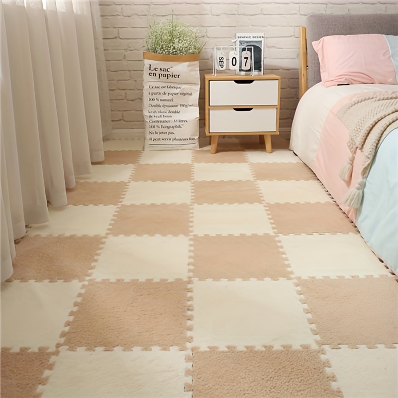 DIY Puzzle Foam Floor Mat Soft PE Interlocking Seamless Square Fluffy Area  Rugs Carpet Surface Protective Floor Tiles Mats For Home Parlor