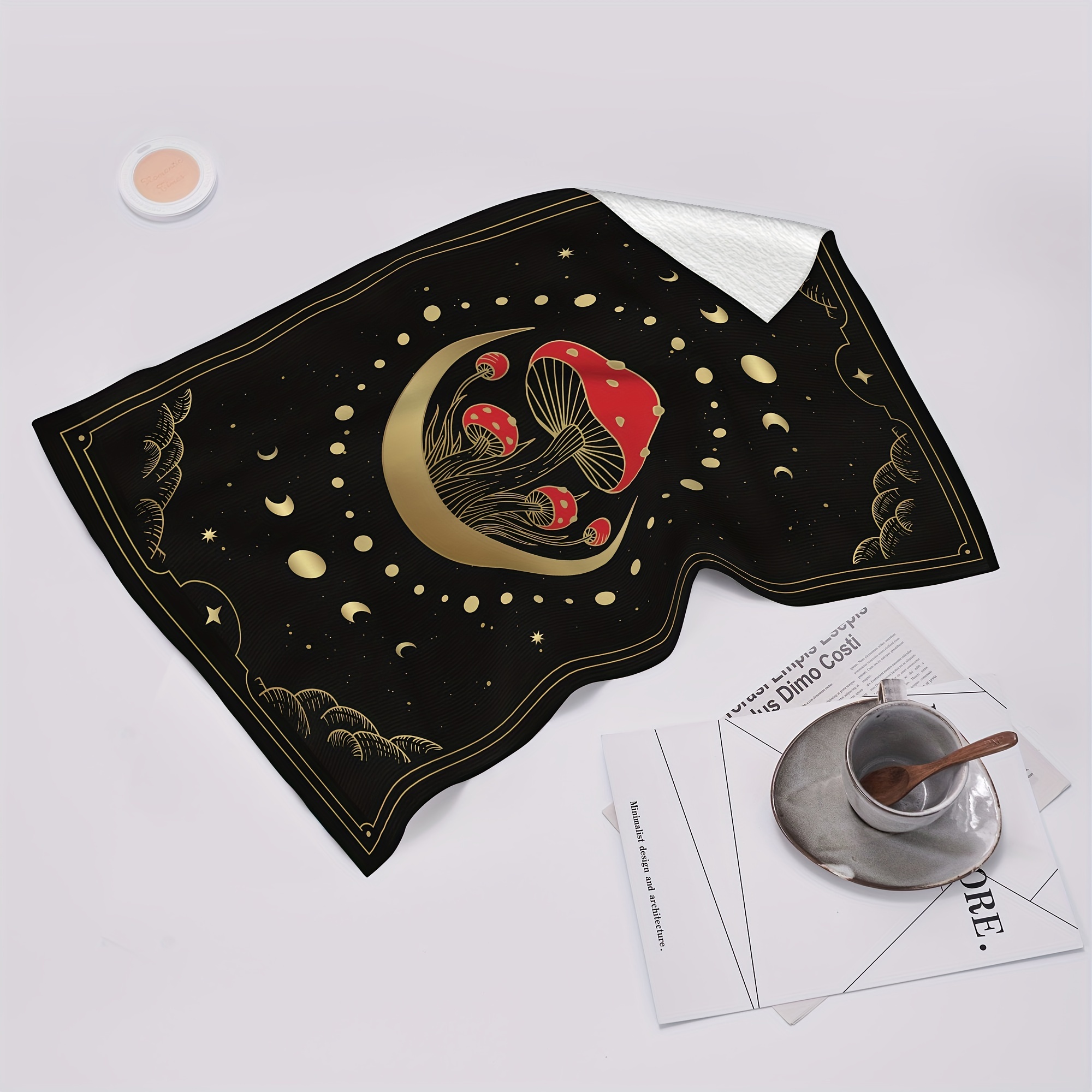 Polyester Modern Super Soft Dish Cloths, Mushroom Moon Math