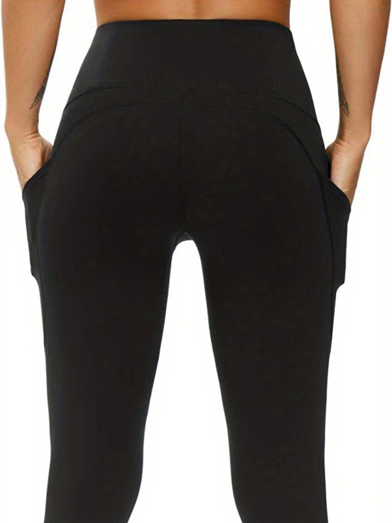 Solid Wide Waistband Sports Leggings