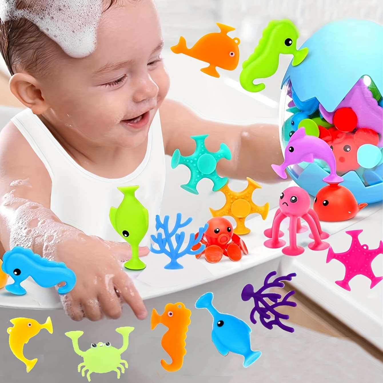 Lot de 3 jouets à ventouse pour bébé de 12 à 18 mois, jouets sensoriels pour