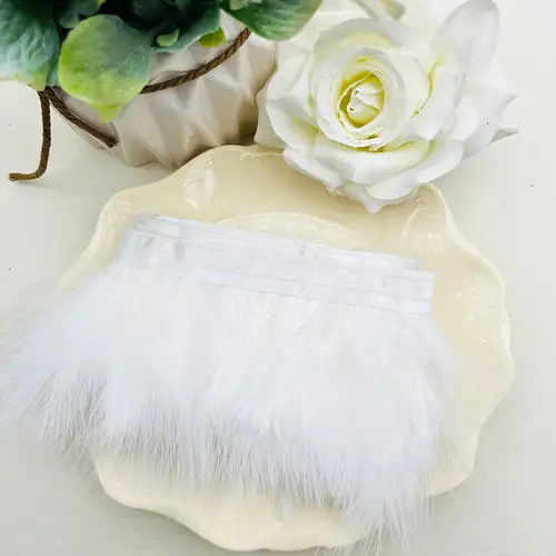 Soft Ostrich Feather Fringe trim Tassels Plume with Satin Ribbon 5