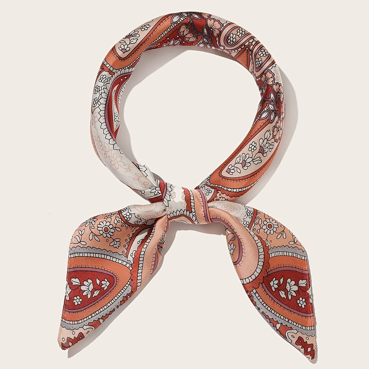 Floral Print Scarf Bandana Square Silk Like Hair Scarves And Wraps ...