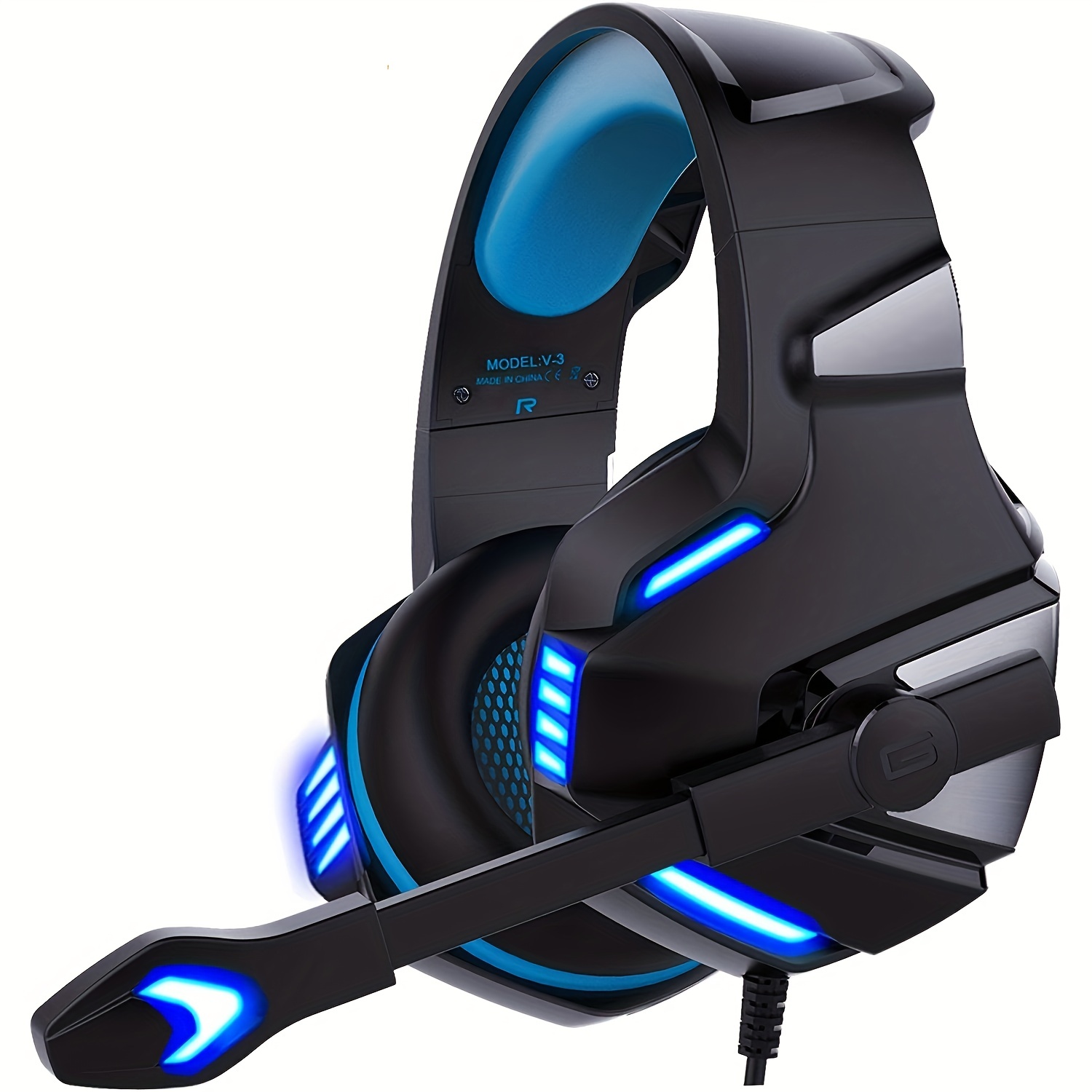 [2024 New] Gaming Headset for PC, PS4, PS5, Xbox Headset, Gaming Headphones  with Noise Cancelling Flexible Mic Memory Earmuffs RGB Light for Phone