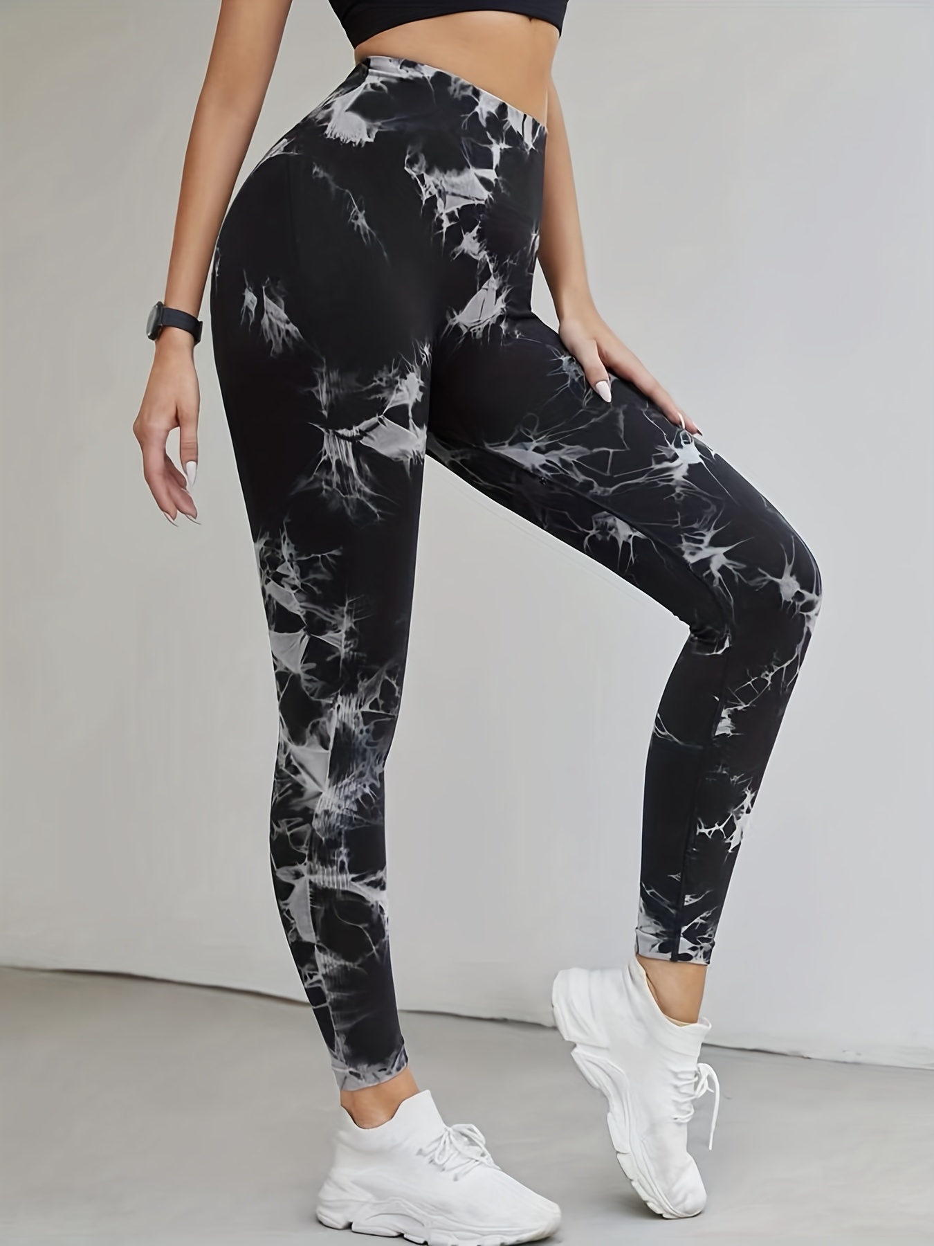 Tie Dye Fashionable Sports Leggings, Breathable Hip Lifting Sexy Yoga  Fitness Workout Tights, Women's Activewear