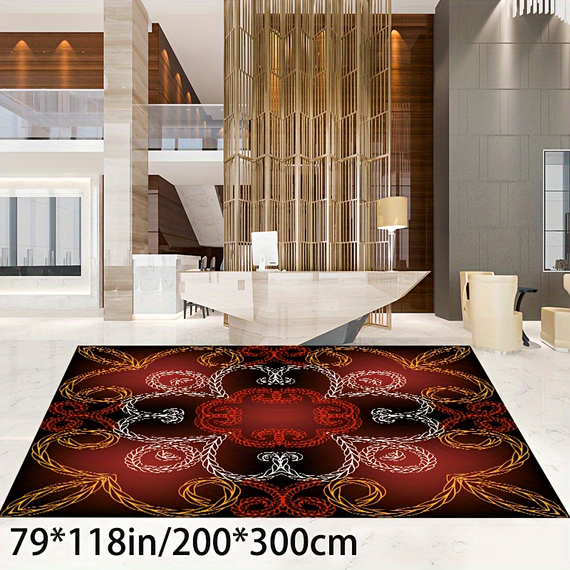 

1pc Crystal Velvet Baroque Classic Pattern Red Black Earth Blanket Area Rug For Hotel, Soft Carpet Machine Washable Non-slip Backing Office Entryway Indoor Decorative Carpet Floor Mat