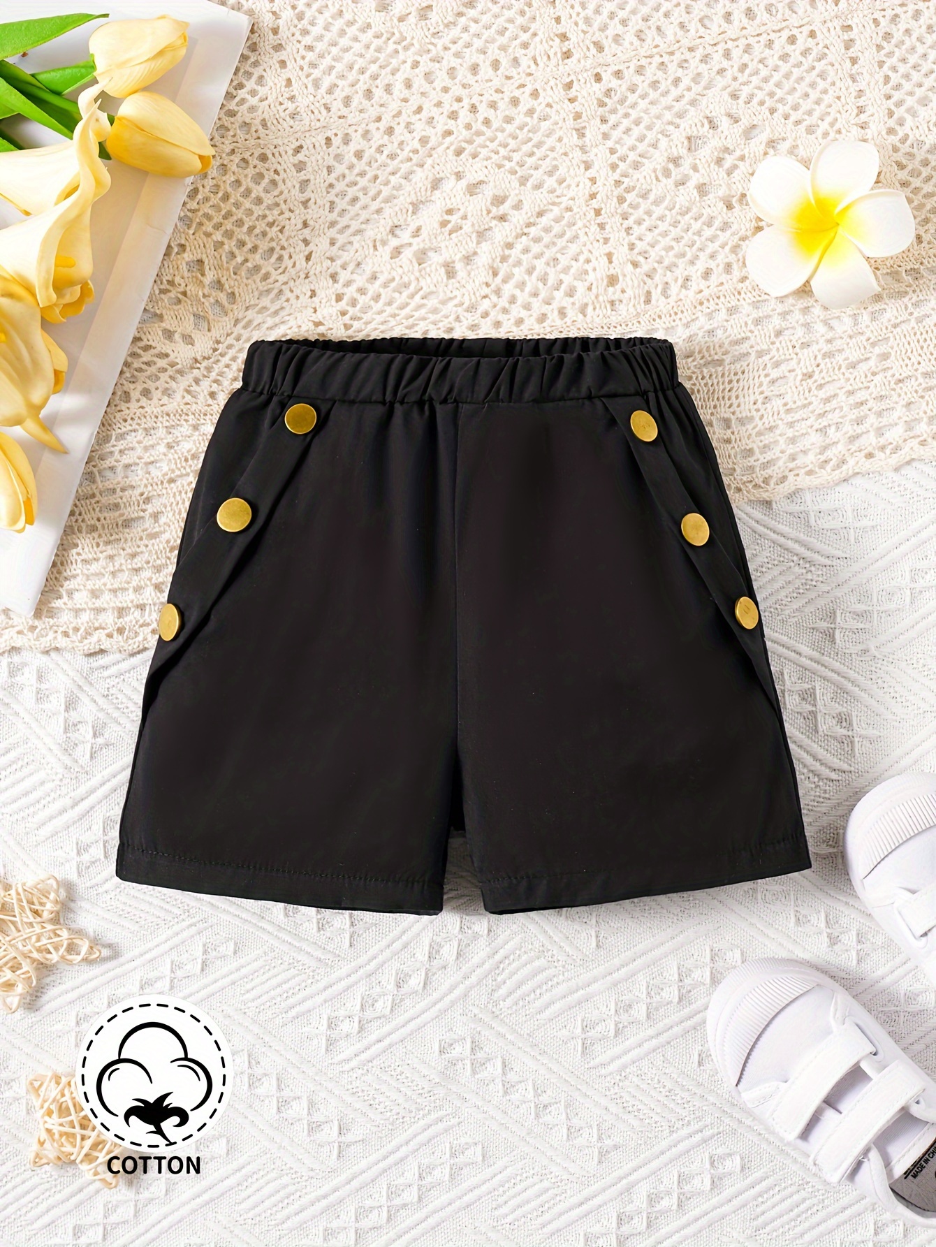 Girl's Boy Shorts Bowknot Decor Elastic Waist Shorts - Temu