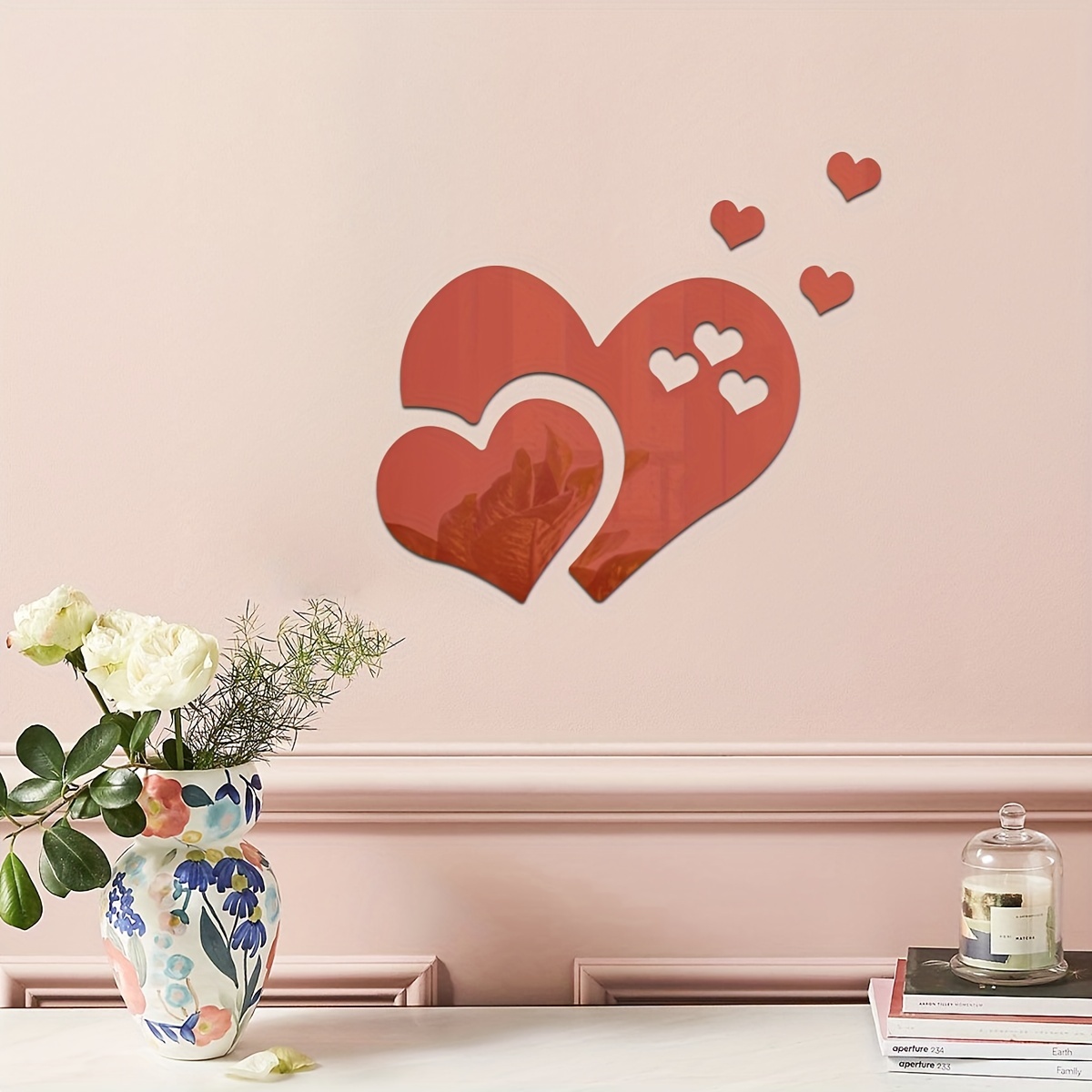 10-pack 3D Acrylic Heart Mirrors Sticker Mirror Surface Heart Wall Sticker  Art Wall Sticker Decal for Living Room Bedroom Home Decor Supplies Only  د.ب.‏ 1.20 بات بات Mobile